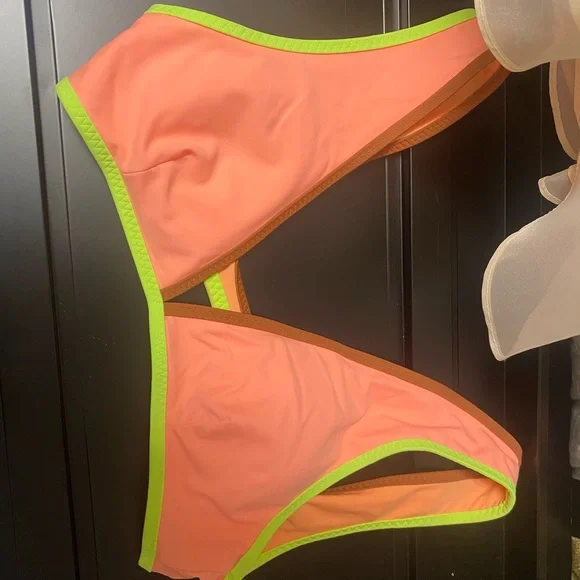 aerie Swim Aerie Neon Trim Bikini Top Multicolor Bathing Suit